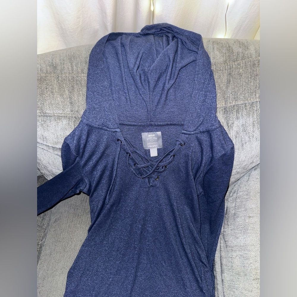 Aerie Blue Lace-Up Hoodie